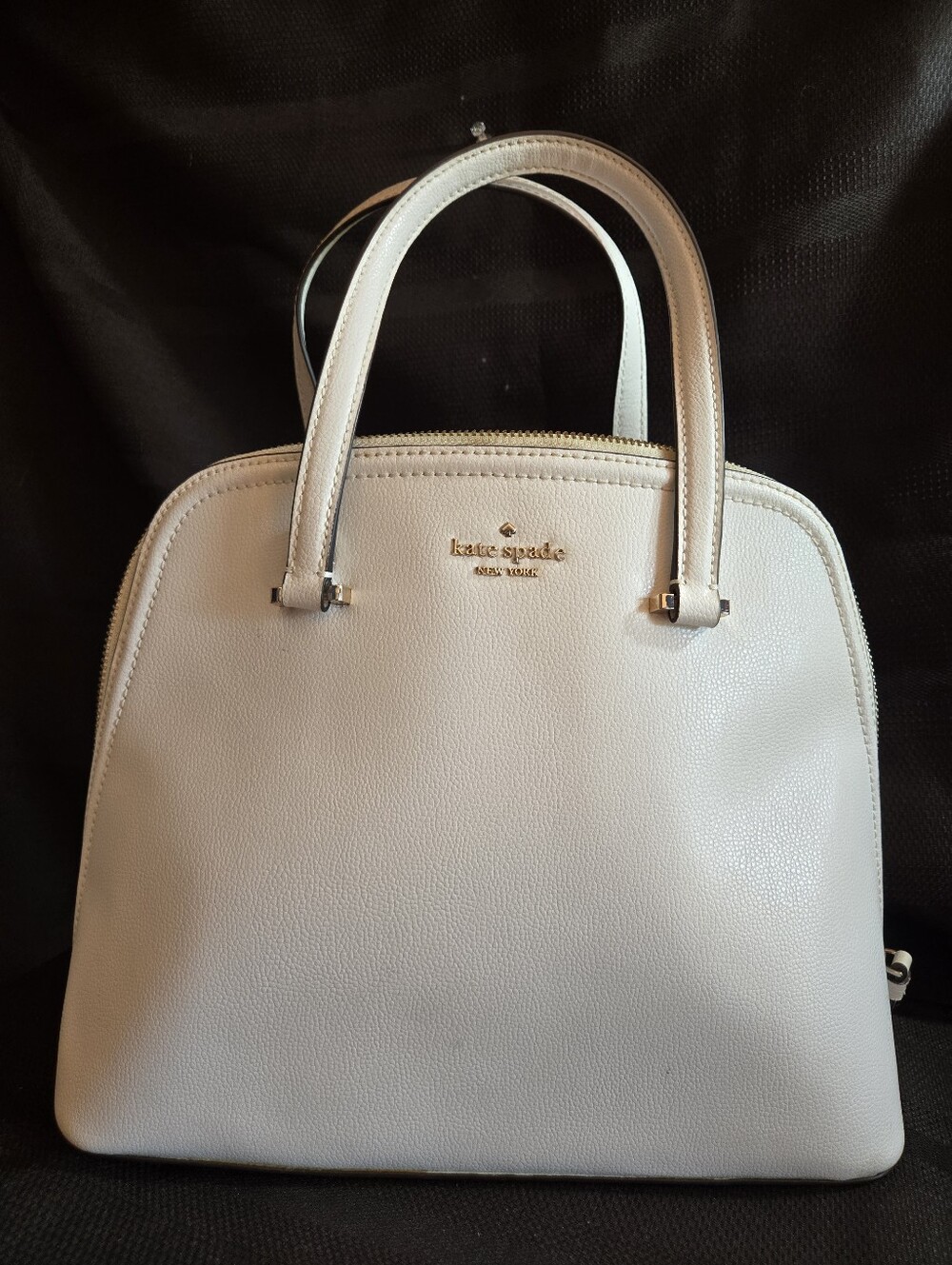 kate spade Patterson Drive Cream Leather Dome Satchel EUC